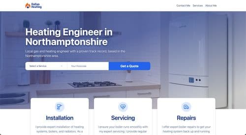 Screenshot of Dallan Heating Website Development