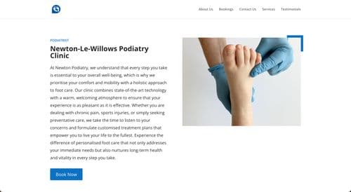 Screenshot of Newton Podiatry Website Development